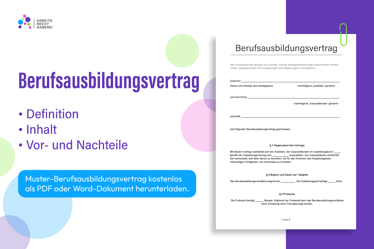 Berufsausbildungsvertrag: Inhalt, Vorteile und Muster als PDF oder Word-Dokument herunterladen